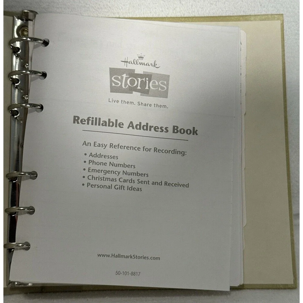 Hallmark Stories Refillable Address Book Binder Organizer, MPN RA5154